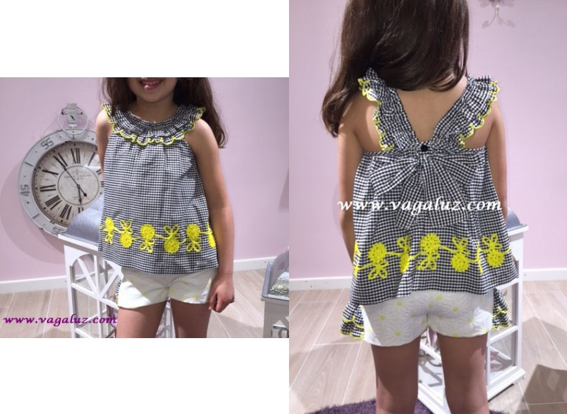 Conjunto de blusa y pantalón amarillo para niña Foque Primavera Verano